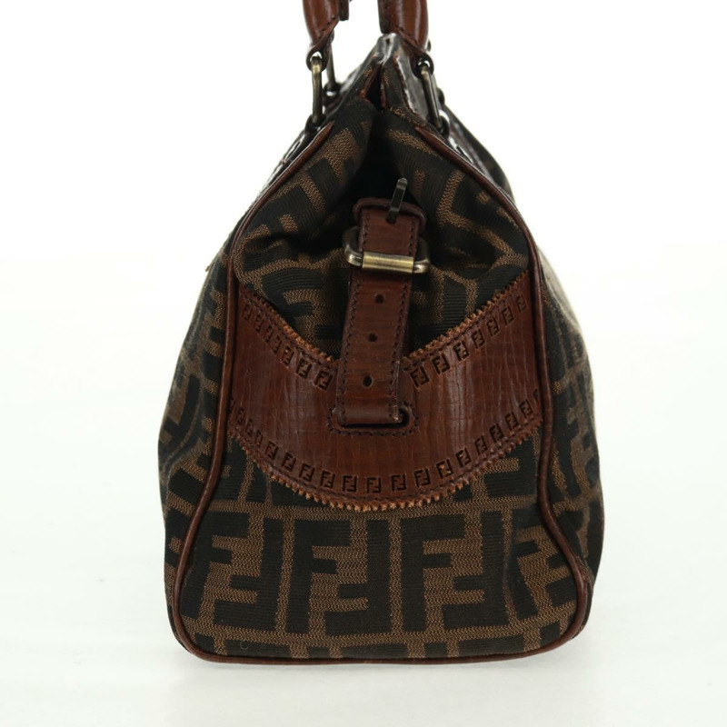 【日本直送】FENDI Zucca 帆布 Etnico 手提包黑棕色正品 am10630V-3