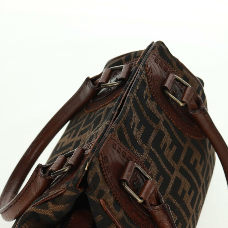 【日本直送】FENDI Zucca 帆布 Etnico 手提包黑棕色正品 am10630V-5