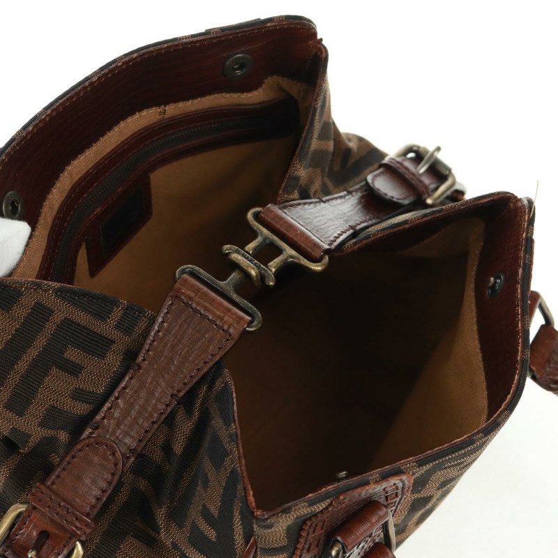 【日本直送】FENDI Zucca 帆布 Etnico 手提包黑棕色正品 am10630V-8