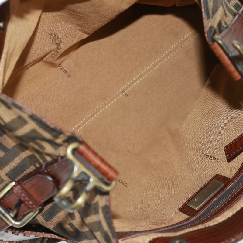 【日本直送】FENDI Zucca 帆布 Etnico 手提包黑棕色正品 am10630V-9