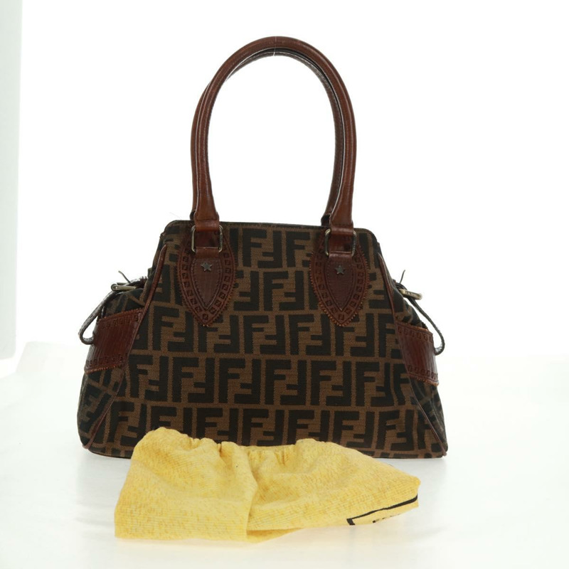 【日本直送】FENDI Zucca 帆布 Etnico 手提包黑棕色正品 am10630V-11