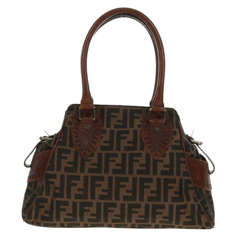 【日本直送】FENDI Zucca 帆布 Etnico 手提包黑棕色正品 am10630V-12