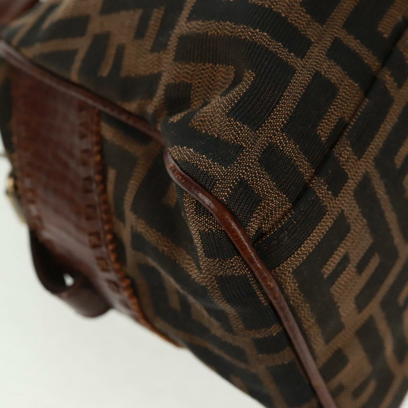 【日本直送】FENDI Zucca 帆布 Etnico 手提包黑棕色正品 am10630V-13