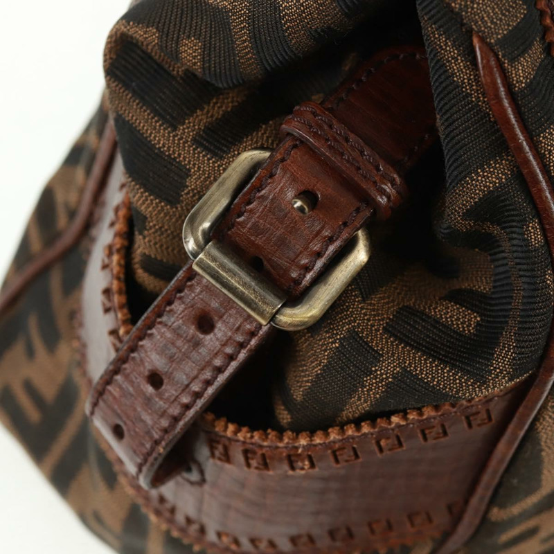 【日本直送】FENDI Zucca 帆布 Etnico 手提包黑棕色正品 am10630V-18
