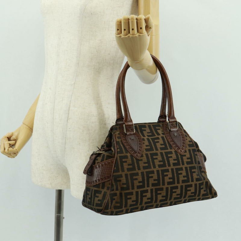 【日本直送】FENDI Zucca 帆布 Etnico 手提包黑棕色正品 am10630V-24