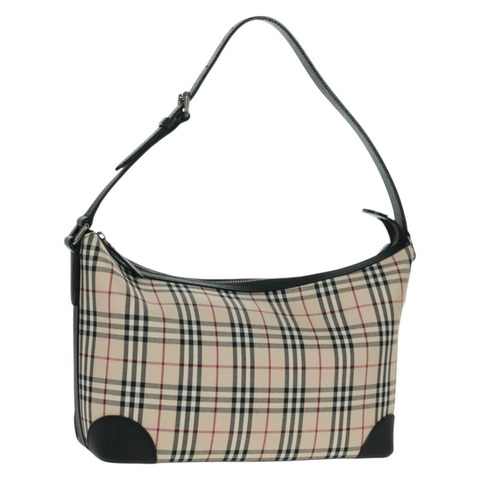 BURBERRY Nova 格紋單肩包帆布皮革米色黑色正品 am10644V