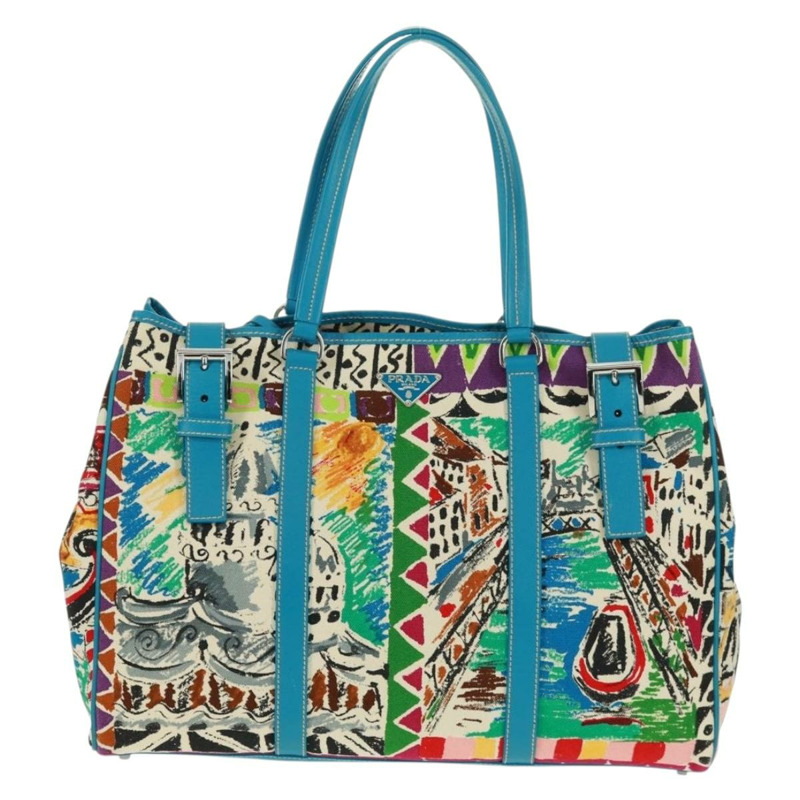 【日本直送】PRADA Venice 托特包帆布多色銀色正品 gh1720V-12