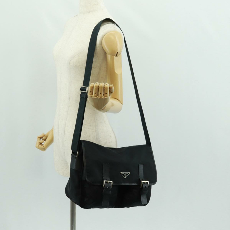 【日本直送】PRADA 單肩包 尼龍 黑色 銀色 正品 am10614V-28