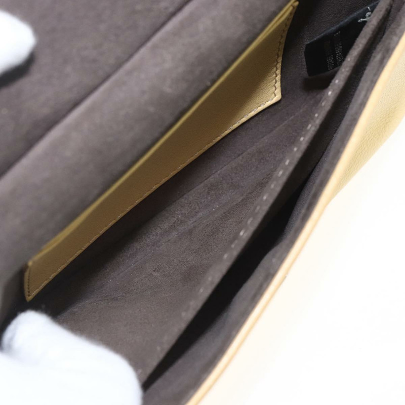 【日本直送】FENDI 鏈條雙排迷你法國棍包 皮革 2way 黑色 米色 Auth ka1695M-24