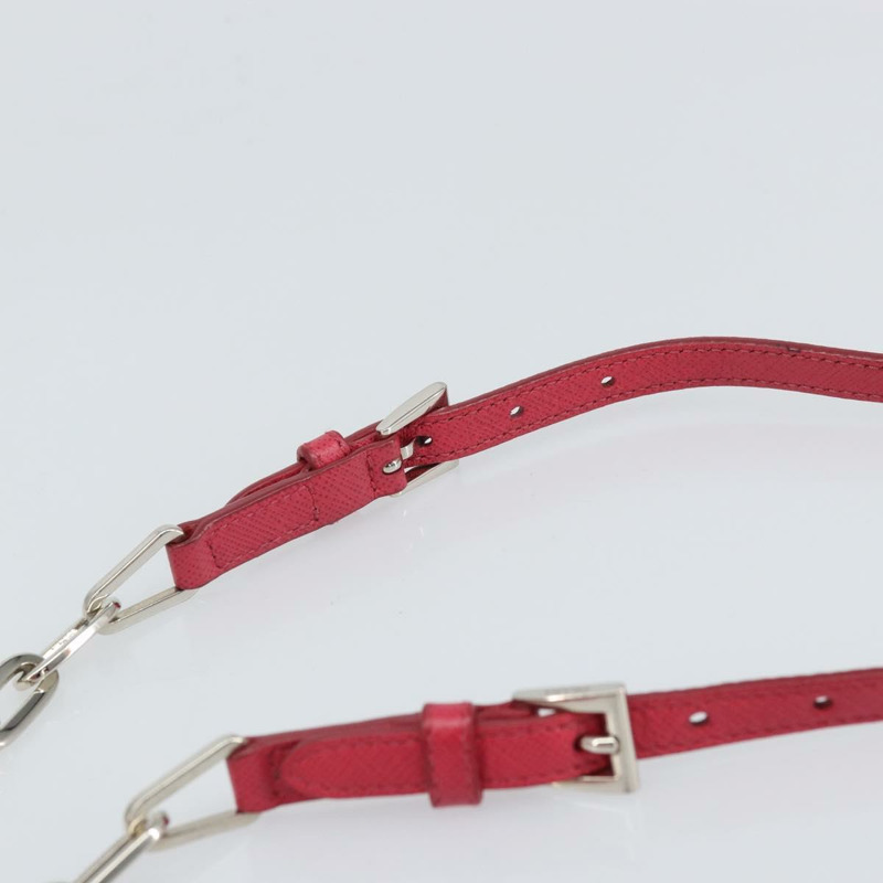 【日本直送】PRADA 鏈條單肩包 Safiano 皮革 粉紅色 銀色 正品 ka1645V-13