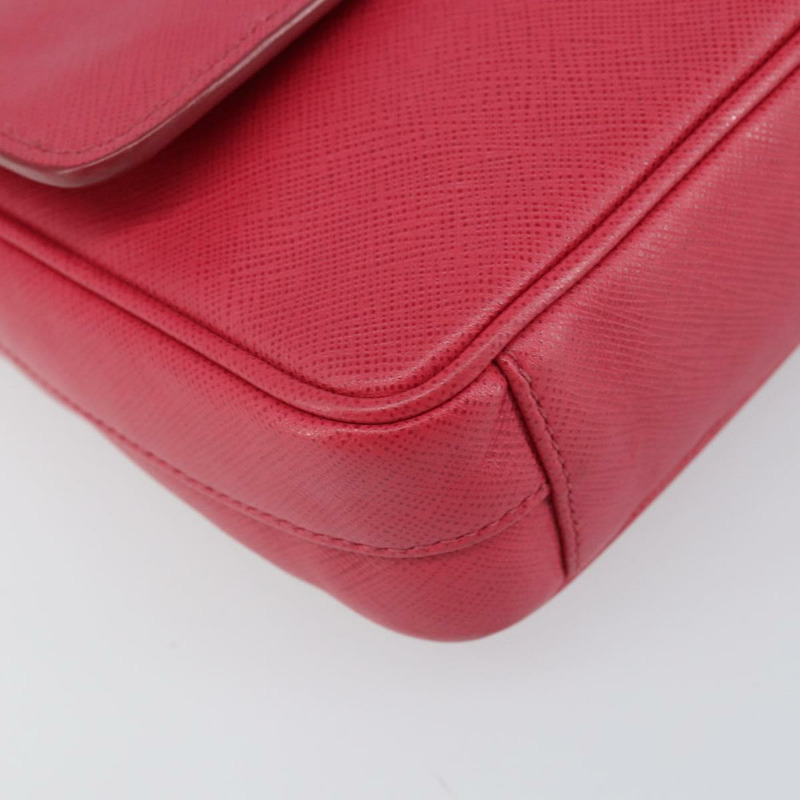 【日本直送】PRADA 鏈條單肩包 Safiano 皮革 粉紅色 銀色 正品 ka1645V-15