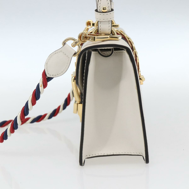 【日本直送】GUCCI Silvi Sherry Line 手袋 皮革 兩用 白色 金色 470270 正品 ka1643M-3