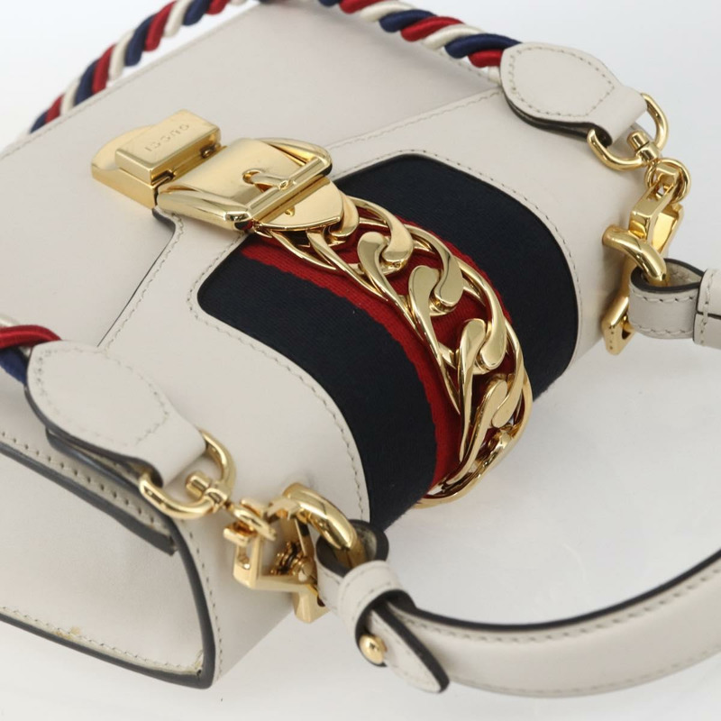 【日本直送】GUCCI Silvi Sherry Line 手袋 皮革 兩用 白色 金色 470270 正品 ka1643M-5