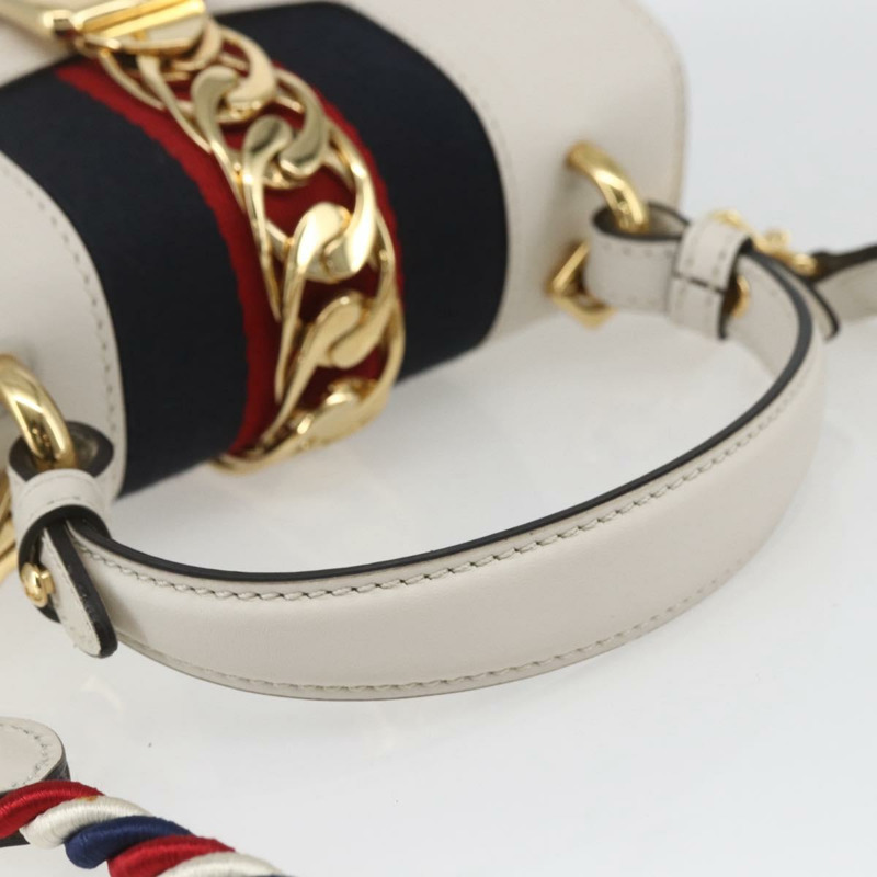 【日本直送】GUCCI Silvi Sherry Line 手袋 皮革 兩用 白色 金色 470270 正品 ka1643M-6