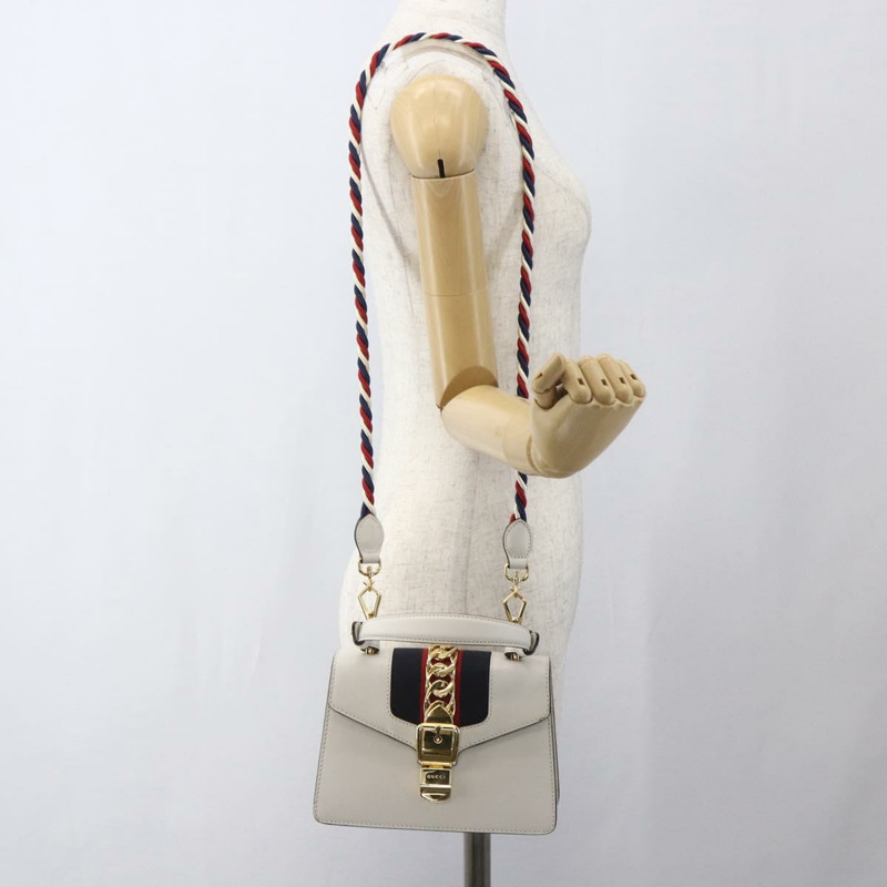 【日本直送】GUCCI Silvi Sherry Line 手袋 皮革 兩用 白色 金色 470270 正品 ka1643M-23