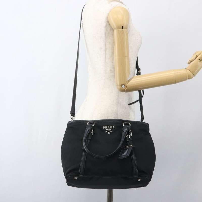 【日本直送】PRADA 尼龍手提包 2way 黑色銀色 Auth ka1605V-26