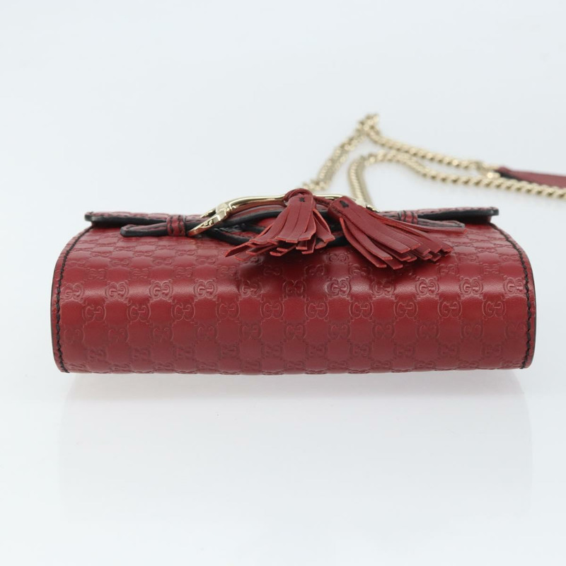 【日本直送】GUCCI 馬銜扣微型 GG 帆布 Emily 包 皮革 暢貨中心 紅色 449636 正品 ka1651-4