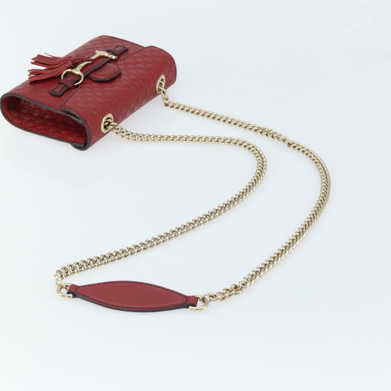 【日本直送】GUCCI 馬銜扣微型 GG 帆布 Emily 包 皮革 暢貨中心 紅色 449636 正品 ka1651-6