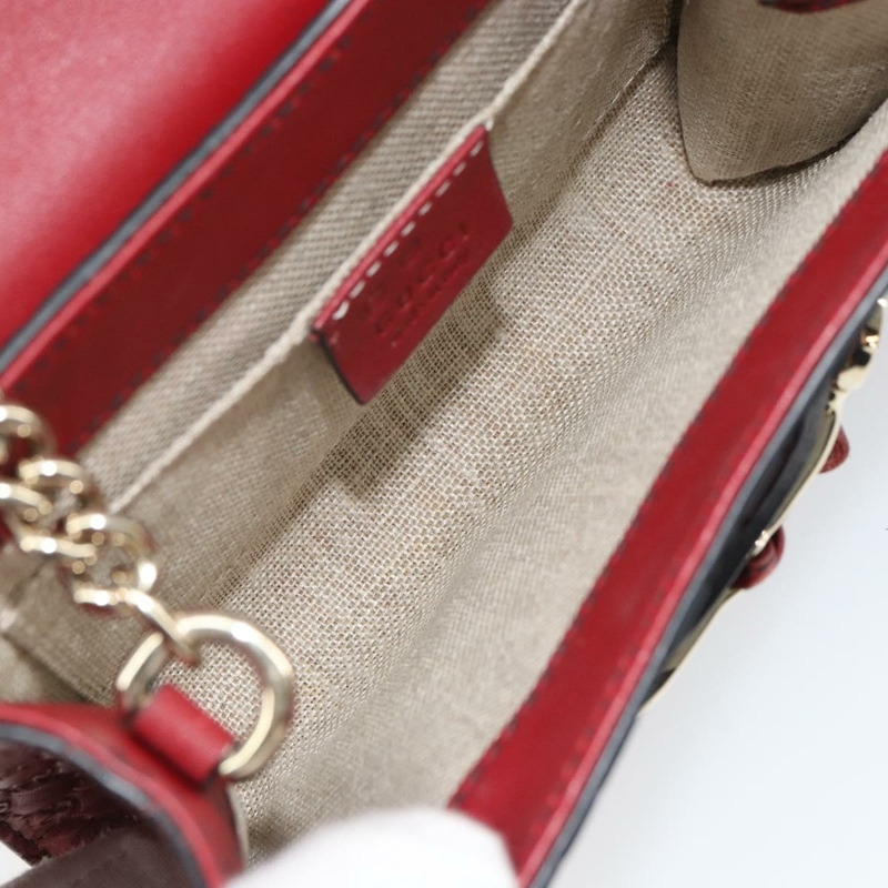 【日本直送】GUCCI 馬銜扣微型 GG 帆布 Emily 包 皮革 暢貨中心 紅色 449636 正品 ka1651-10