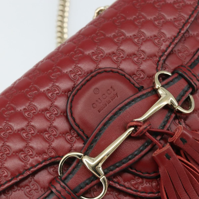 【日本直送】GUCCI 馬銜扣微型 GG 帆布 Emily 包 皮革 暢貨中心 紅色 449636 正品 ka1651-16
