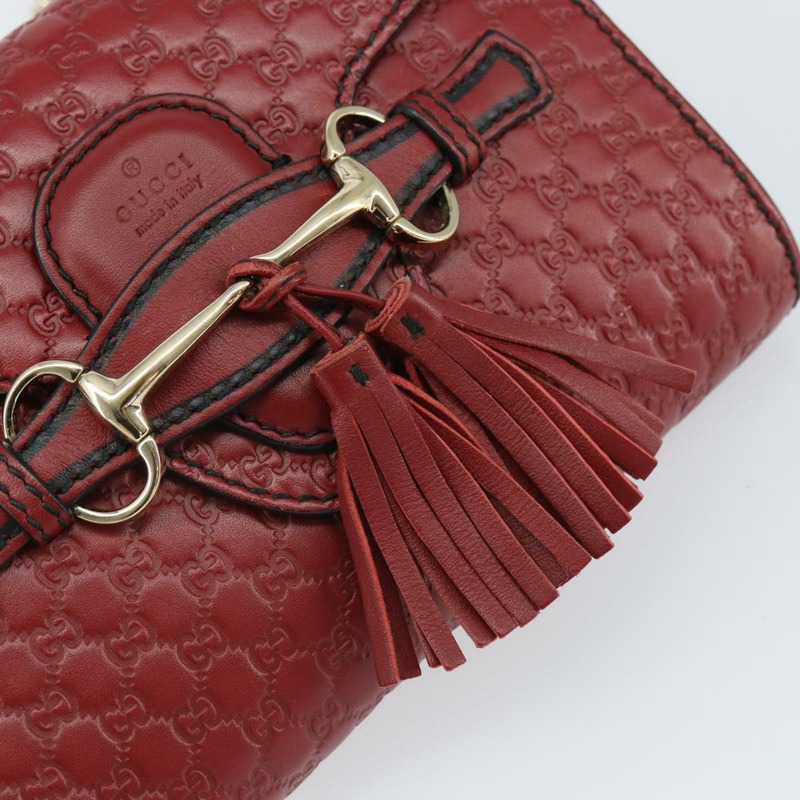 【日本直送】GUCCI 馬銜扣微型 GG 帆布 Emily 包 皮革 暢貨中心 紅色 449636 正品 ka1651-17