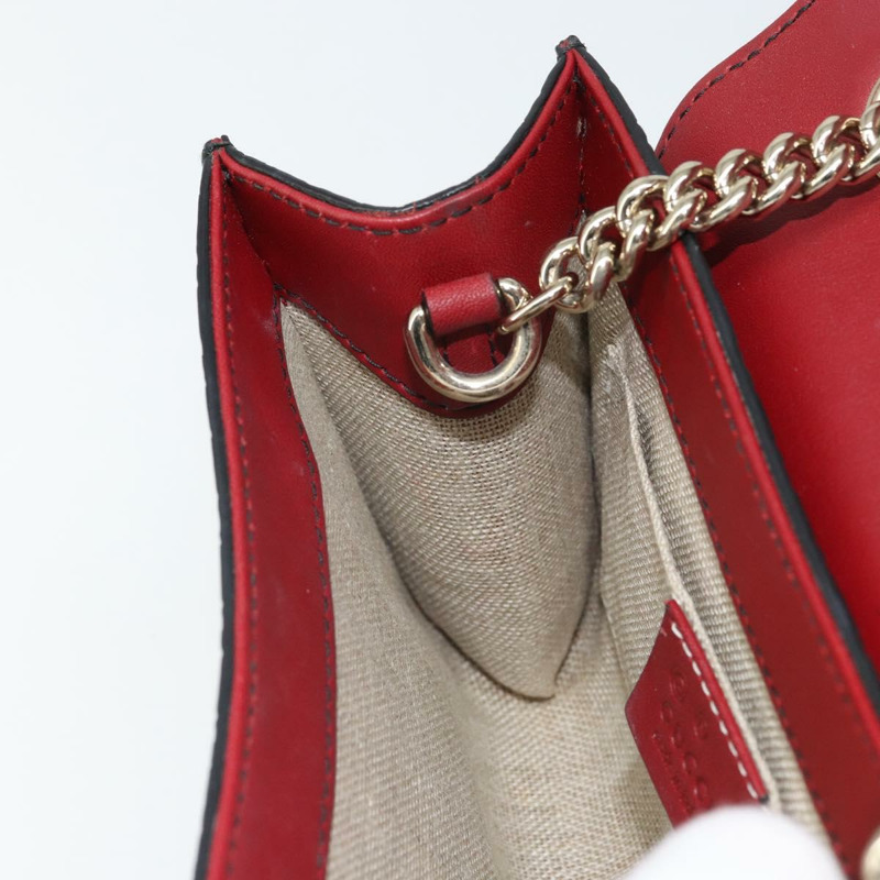 【日本直送】GUCCI 馬銜扣微型 GG 帆布 Emily 包 皮革 暢貨中心 紅色 449636 正品 ka1651-20