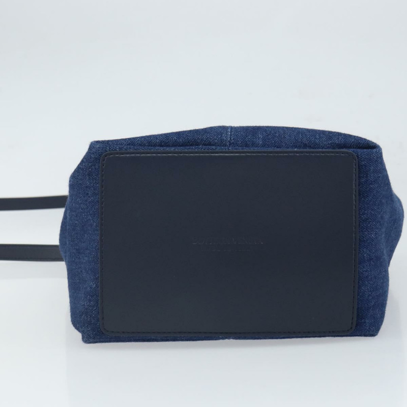 【日本直送】BOTTEGA VENETA 小號翻蓋手提包 牛仔布 2way Blue Gold Auth ka1612SAM-4