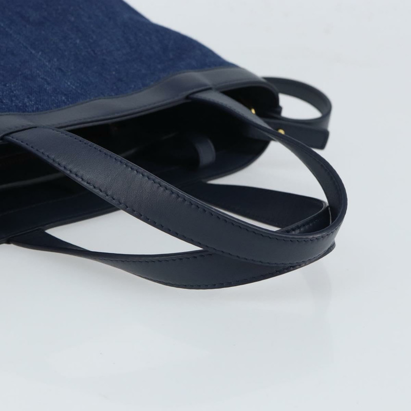 【日本直送】BOTTEGA VENETA 小號翻蓋手提包 牛仔布 2way Blue Gold Auth ka1612SAM-6