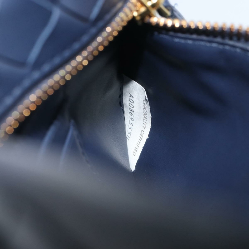 【日本直送】BOTTEGA VENETA 小號翻蓋手提包 牛仔布 2way Blue Gold Auth ka1612SAM-10