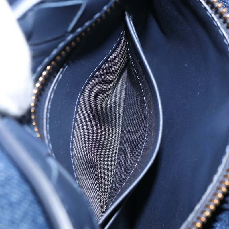 【日本直送】BOTTEGA VENETA 小號翻蓋手提包 牛仔布 2way Blue Gold Auth ka1612SAM-23
