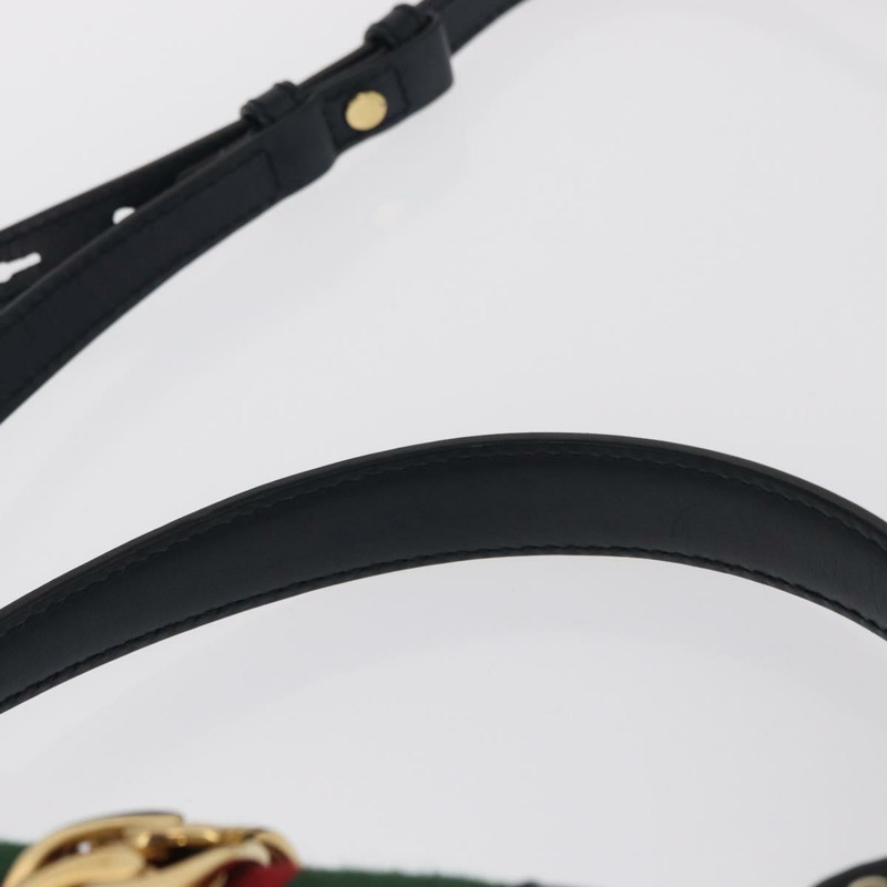 【日本直送】GUCCI Silvi Web Sherry Line 手袋 皮革 2way Navy Gold 431665 Auth ka1697V-13