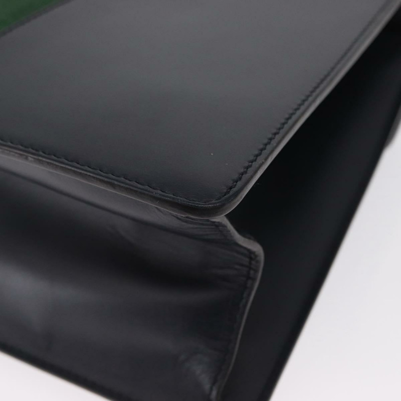 【日本直送】GUCCI Silvi Web Sherry Line 手袋 皮革 2way Navy Gold 431665 Auth ka1697V-17