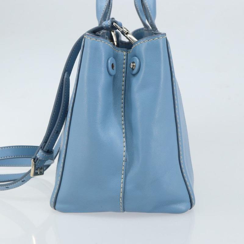 【日本直送】PRADA 手提包 皮革 兩用 淺藍色 銀色 正品 ka1642V-2