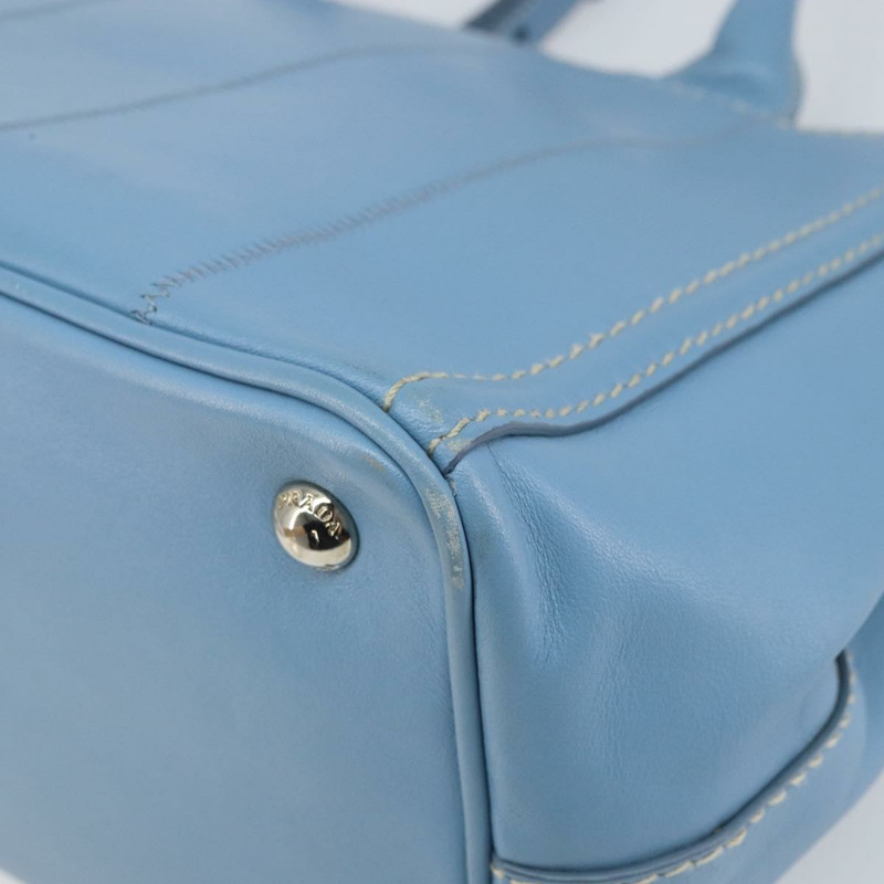 【日本直送】PRADA 手提包 皮革 兩用 淺藍色 銀色 正品 ka1642V-17