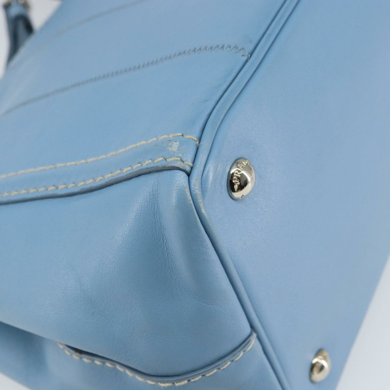 【日本直送】PRADA 手提包 皮革 兩用 淺藍色 銀色 正品 ka1642V-18