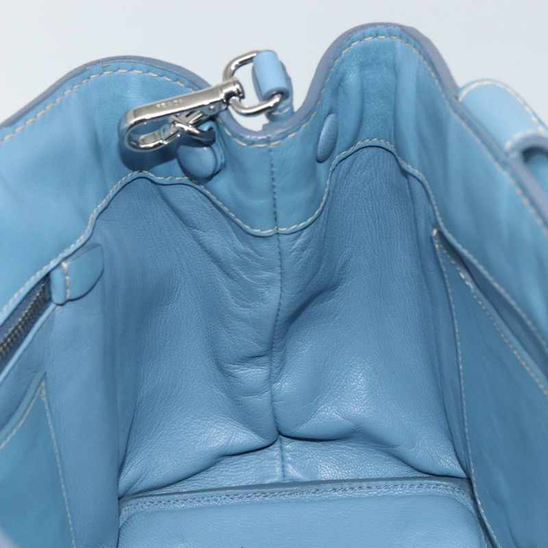 【日本直送】PRADA 手提包 皮革 兩用 淺藍色 銀色 正品 ka1642V-21