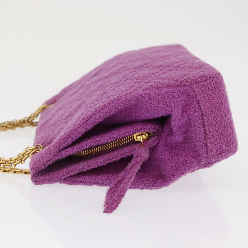 【日本直送】香奈兒鏈條肩背包 斜紋軟呢 紫色 金色 CC 標誌 正品 bs32684A-3