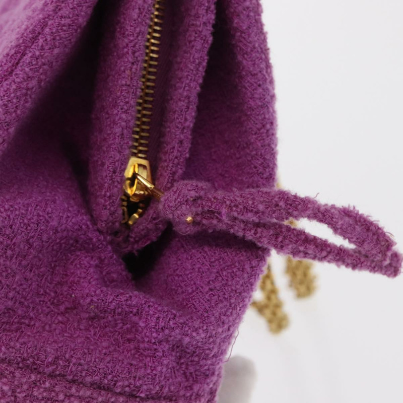 【日本直送】香奈兒鏈條肩背包 斜紋軟呢 紫色 金色 CC 標誌 正品 bs32684A-9