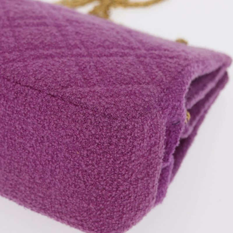 【日本直送】香奈兒鏈條肩背包 斜紋軟呢 紫色 金色 CC 標誌 正品 bs32684A-13