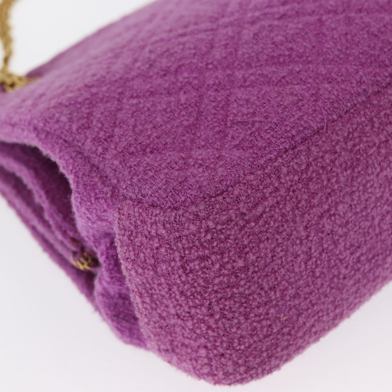 【日本直送】香奈兒鏈條肩背包 斜紋軟呢 紫色 金色 CC 標誌 正品 bs32684A-14