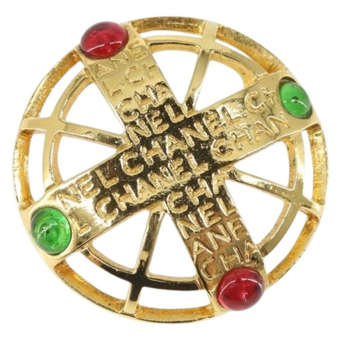 香奈兒金CC金屬胸針 Auth ka1735