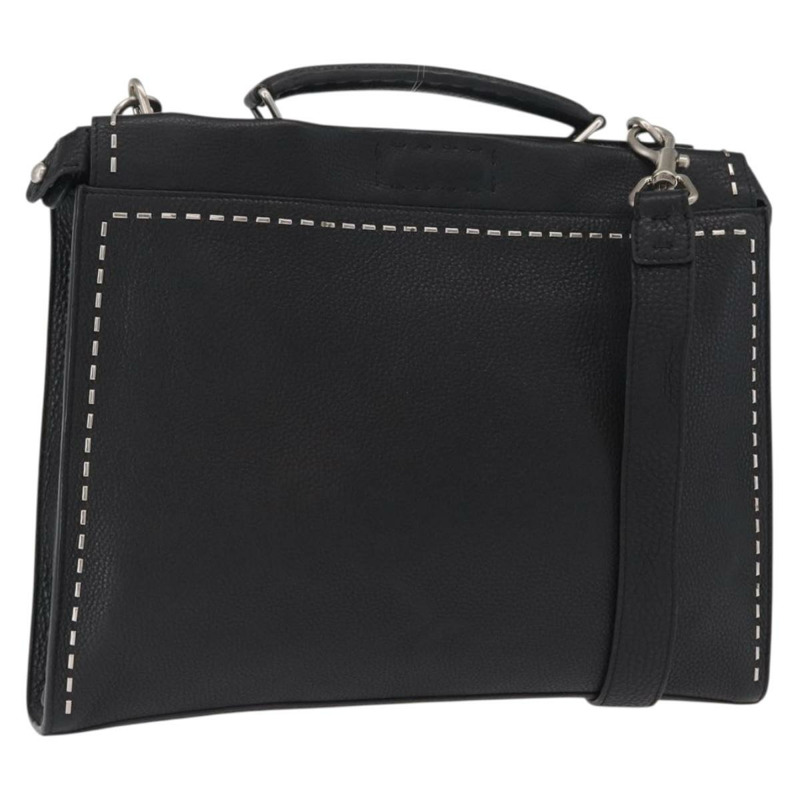 【日本直送】FENDI Selleria Peek A Boo Fit 手提包 皮革 2way 黑色 銀色 Auth ka1663-0