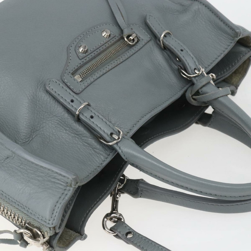 【日本直送】BALENCIAGA Paper 迷你手袋 皮革 兩用 灰色/銀色 305582 正品 ka1629M-5