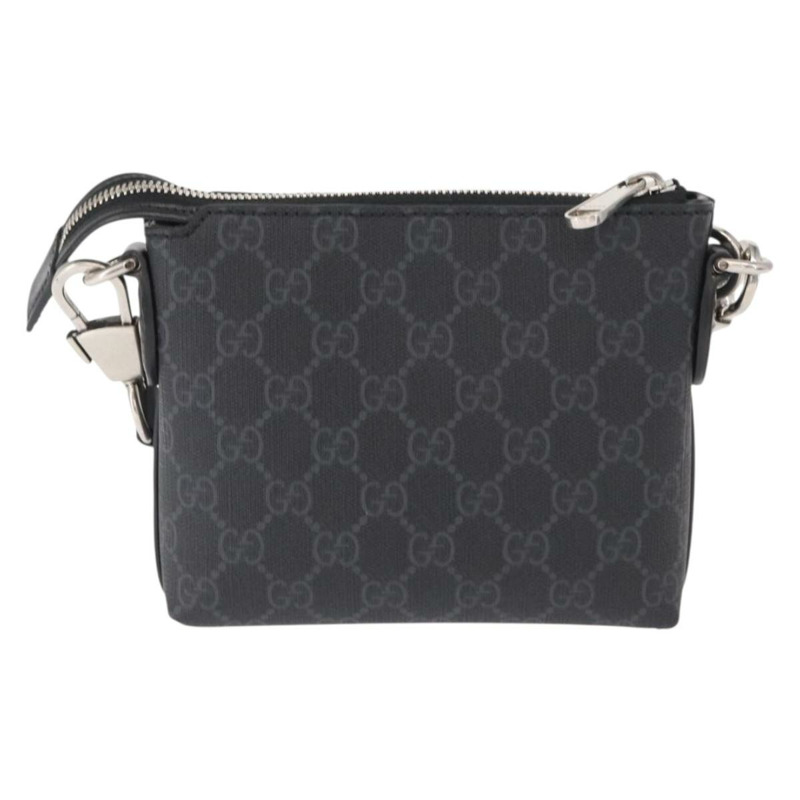 【日本直送】GUCCI GG Supreme 單肩包 PVC 黑銀 723306 正品 ka1628M-1