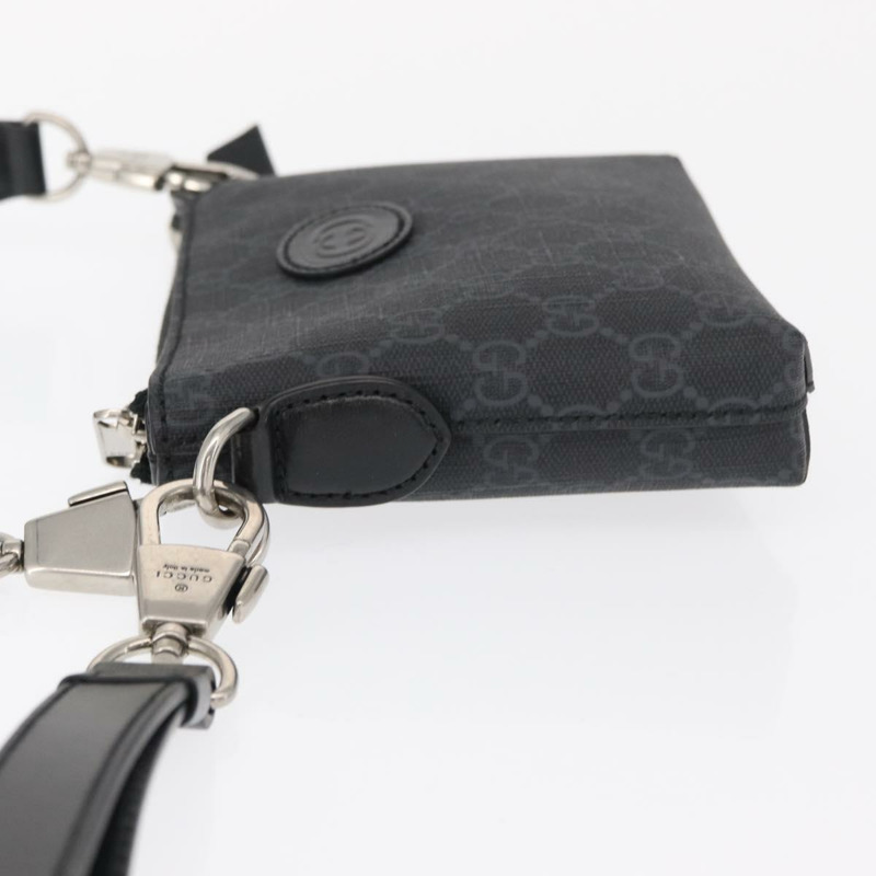 【日本直送】GUCCI GG Supreme 單肩包 PVC 黑銀 723306 正品 ka1628M-3