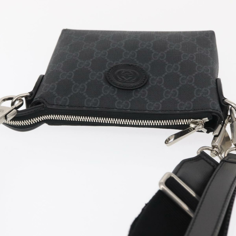 【日本直送】GUCCI GG Supreme 單肩包 PVC 黑銀 723306 正品 ka1628M-5