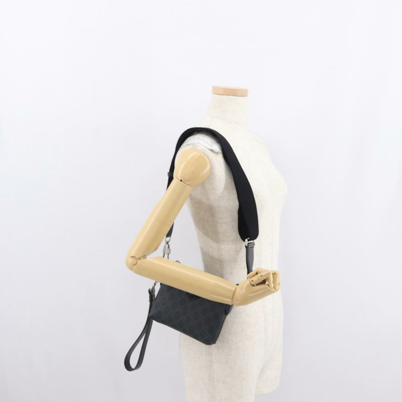 【日本直送】GUCCI GG Supreme 單肩包 PVC 黑銀 723306 正品 ka1628M-26