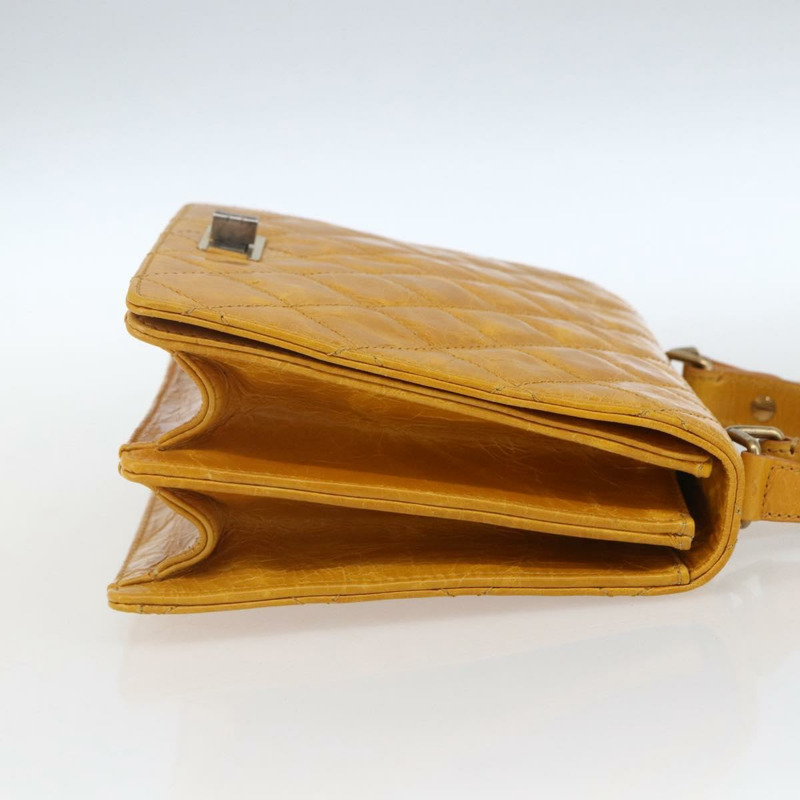 【日本直送】香奈兒 Matelasse 2.55 手提包 皮革 2way 黃色 CC Auth ka1610SAV-3