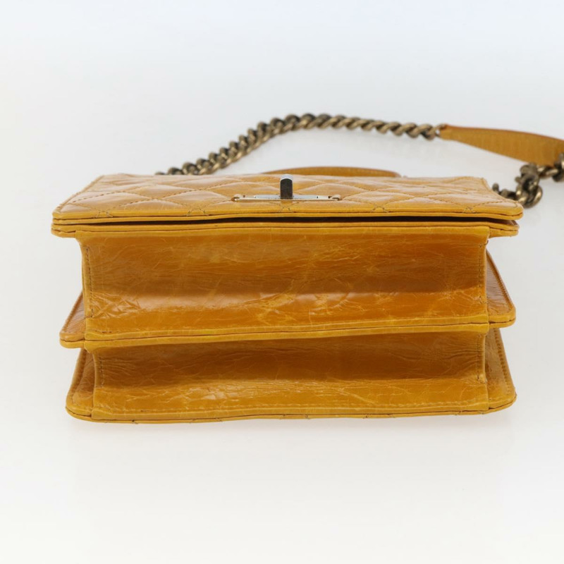 【日本直送】香奈兒 Matelasse 2.55 手提包 皮革 2way 黃色 CC Auth ka1610SAV-4