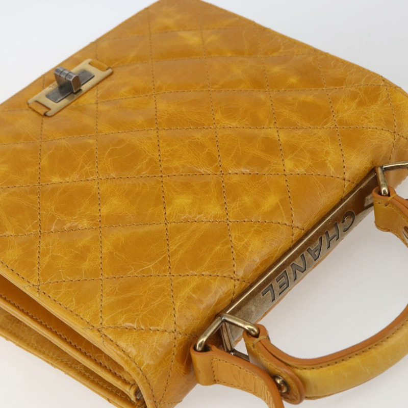 【日本直送】香奈兒 Matelasse 2.55 手提包 皮革 2way 黃色 CC Auth ka1610SAV-5
